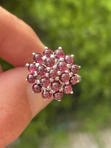 9ct Gold Cabochon Amethyst Large Heavy Cluster Ring 4.5 Grams - Picture 1 of 6