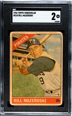 1966 TOPPS VENEZUELAN BILL MAZEROSKI 210 GOOD SGC 2 BASEBALL PITTSBURGH PIRATES - Image 1 of 2