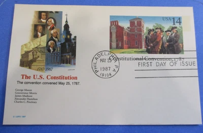 FDC 1987 FLEETWOOD CACHET POSTAL CARD "U.S. CONSTITUTION POSTED PHILADELPHIA, PA - Image 1 of 4