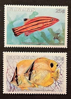 Travelstamps: 1986 Bahamas Stamps Scott #608-609 - Tropical Fish  - Mint MNH OG - Image 1 of 4