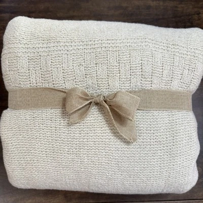 ¡¡NUEVO!! MANTA DE PUNTO SÓLIDO POTTERY BARN ARDEN 88 X 96" ~ AVENA (BEIGE) Foto 1 de 4