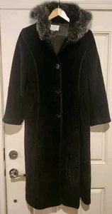 Cappotto donna Paris misto lana lunghezza media taglia L 12/14 pelliccia sintetica orlo cappuccio classico - Foto 1 di 10