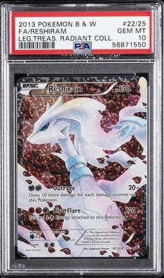 2013 POKEMON B&W LEGEND TREASURES RADIANT COLL #RC22 FULL ART/RESHIRAM PSA 10 - Image 1 of 2