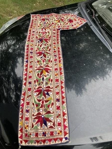 Indian Patchwork Embroiderd Bohemian Door Decoration Valance Wall Hanging 48x24” - Picture 1 of 4