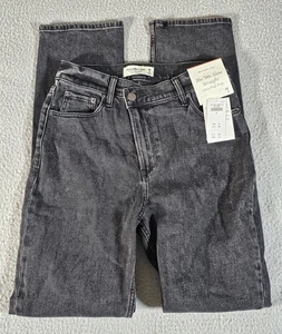 Abercrombie & Fitch Womens Black 90s Slim Straight Ultra High Rise Casual Sz 26 - Picture 1 of 14