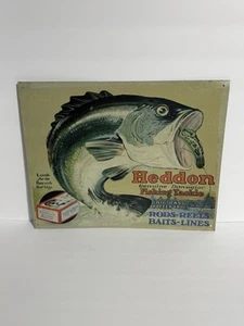 Aparejos de pesca Heddon publicidad metal 16x12,5 letrero decoración bar hombre tienda cueva - Imagen 1 de 5
