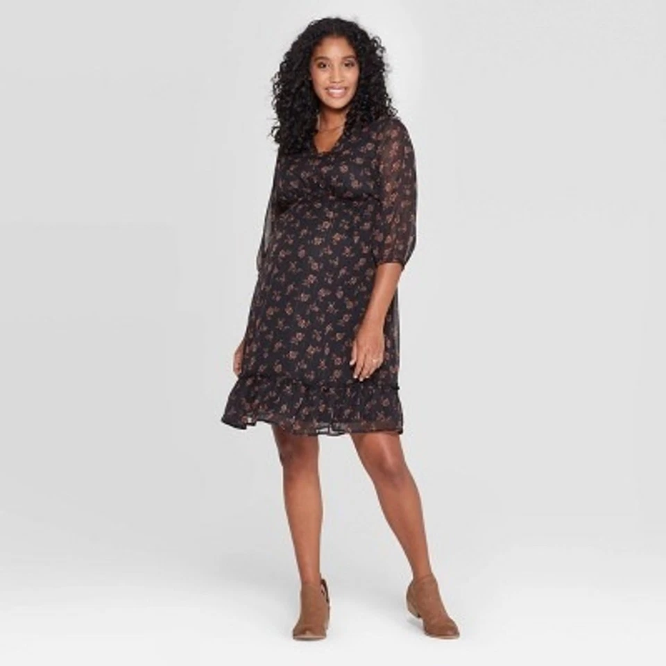 Ingrid & Isabel Maternity Women’s Floral Print 3/4 Sleeve Mini Dress - Small - Image 1 of 1