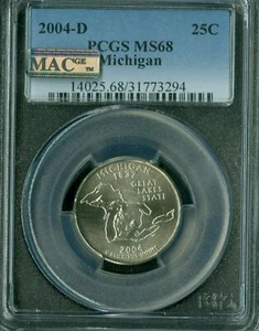2004 D MICHIGAN QUARTER PCGS MS68 PQ 2ND FINEST GRADE MAC SPOTLESS * - Picture 1 of 4