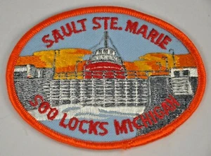 Sault Ste, Marie Soo Locks Michigan Embroidery Patch Vintage Iron-On Oval - Picture 1 of 3