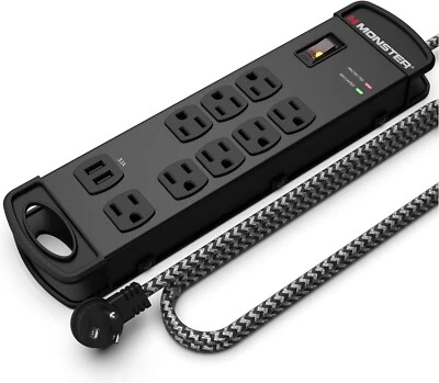 Monster 8001 Pro MI 8-Outlet + 2 USB Surge Protector Power Strip, 15 ft Cord - Image 1 of 4