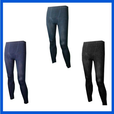 Calzamaglia da uomo termica in microfibra Collant invernali sci nero blu grigio  - Image 1 of 4