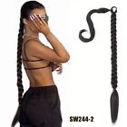 Around 31.5 Inch Black Long Braided Ponytail Extension Soft Synthetic Hairpiece
