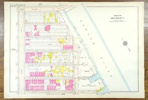 1916 EAST HARLEM MANHATTAN Map NEW YORK CITY NY ~ Old Antique Original 16"x11" - Picture 1 of 8