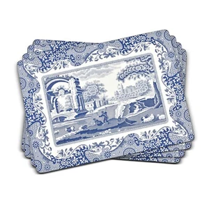 PIMPERNEL / SPODE, SET OF 4, 'BLUE ITALIAN' CORK-BACKED PLACEMATS, NEW - Picture 1 of 8