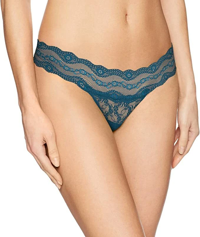 Tanga b.tempt'd para mujer mediana M azul encaje beso panty Foto 1 de 1