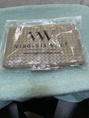 Virginia Wolf  Woven Zipper Bag Metallic Gold Leather 10 X 7 New - Image 1 of 4