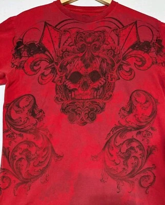 Camisa MMA Elite Para Hombre Mediana Cyber Skull Y2K Red Fleur De Lis Jesse Pinkman Foto 1 de 4