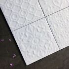  White Gloss victorian patchwork with raised pattern wall tiles 