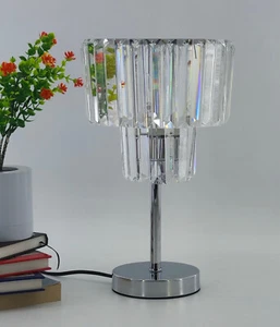 Luxurious Crystal Table Lamp Equisite Bedside Nightstand For Bedroom/Silver - Picture 1 of 7