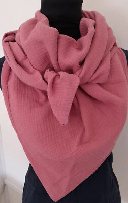 Loop - Schal ca. 25 x 130 oder Dreieckstuch ca. 130 x 130 cm uni altrosa - Bild 1 von 2