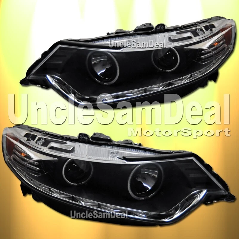 FOR 09-14 ACURA TSX X-BRIGHT DUAL LED HALO RIMS CLEAR PROJECTOR HEADLIGHTS BLACK - Image 1 of 2