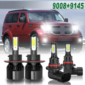 For Dodge Nitro 2007-2009 - 4X 6000K White LED Headlight Hi/Lo + Fog Light Bulbs - Picture 1 of 16
