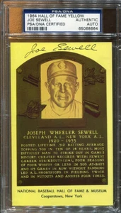1964 - Date HOF Yellow Plaque Joe Sewell New York Yankees / Hand Signed - PSADNA - Picture 1 of 2