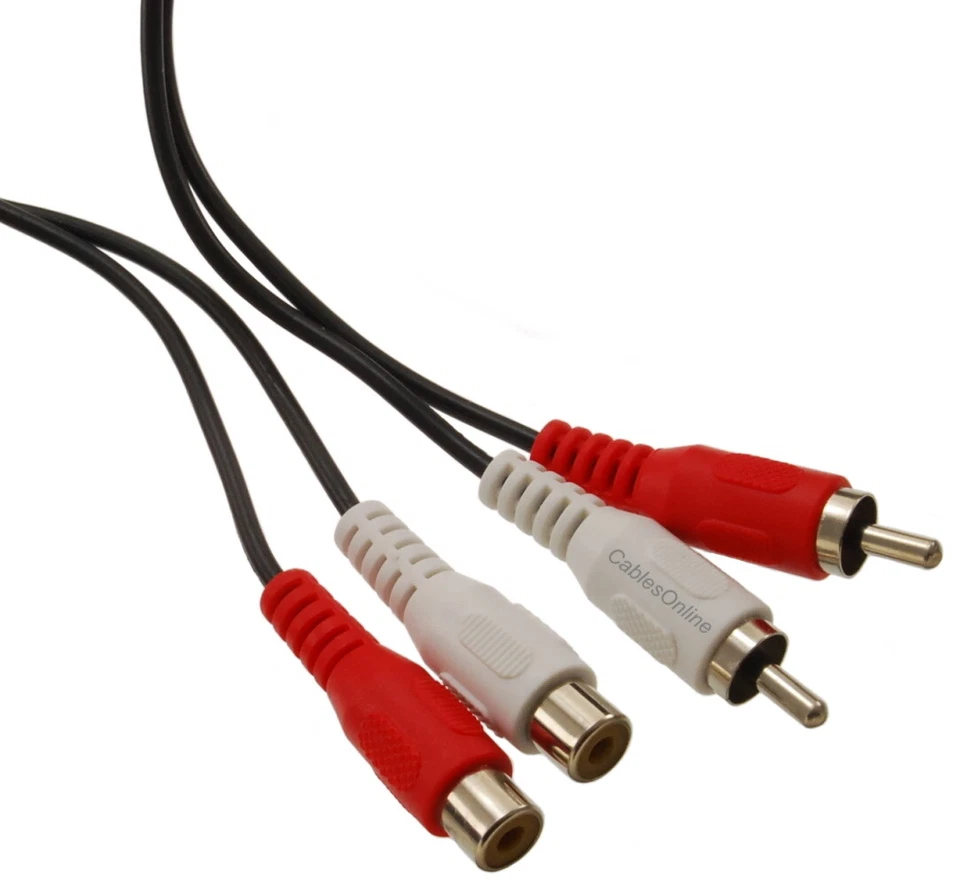 2-RCA Male to 2-RCA Female Red/White Stereo Audio Extension Cable - Image 1 of 1