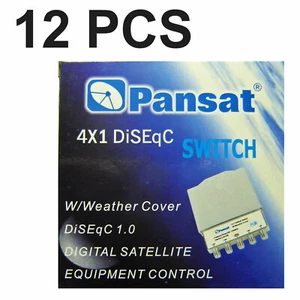 12 Pack -PANSAT 4x1 DiSEqC Switch with WEATHER COVER FTA Free To Air Satellite - Picture 1 of 6