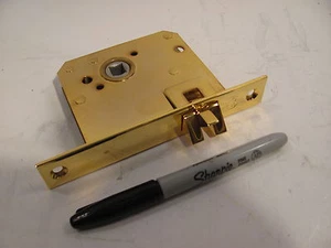 ws SCHWEPPER  POLISHED GOLD  MORTISE LOCK ASSEMBLY PASSAGE RIGHT HAND     - Picture 1 of 5