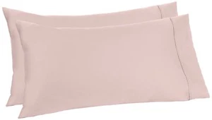 100% ORGANIC COTTON 300 THREAD COUNT PILLOWCASE SET BLUSH STANDARD 2 PACK 32" X - Picture 1 of 4