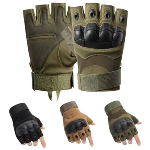 Guantes tácticos protección nudillos entrenamiento militar caza sin dedos antideslizantes - Imagen 1 de 16