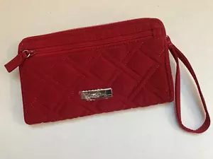 NUOVO PORTAFOGLIO/POLSO TRAPUNTATO VERA BRADLEY ROSSO TANGO ZIP AROUND - Foto 1 di 3