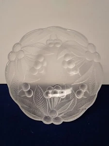 Frosted Glass Serving Bowl with Cherry Design 9" Diameter - Picture 1 of 8