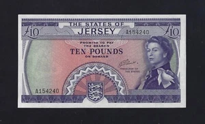 Jersey 10 Pounds 1963 - 1972 P-10 AU-UNC RARE UK Great Britain ENGLAND - Picture 1 of 2