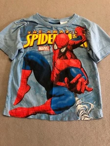 Spiderman Shirt Boy's 6 Marvel Blue Super Hero Graphic Kids Tee - Picture 1 of 4