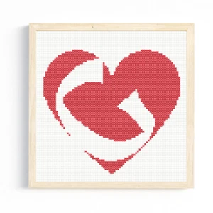 G Monogram in Heart Cross Stitch Pattern/Chart, Initial Letter Personalised - Picture 1 of 2