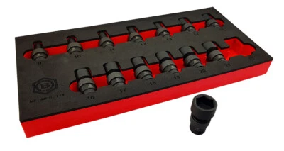 14PC 3/8" FLEXI UNIVERSAL JOINT IMPACT SOCKET SET 9-22MM FROM BRITOOL HALLMARK - Image 1 of 4