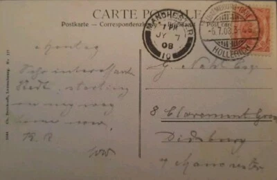 Люксембург 1908 Gare-Disbury Манчестер Великобритания открытка история почты C21 - Изображение 1 из 3