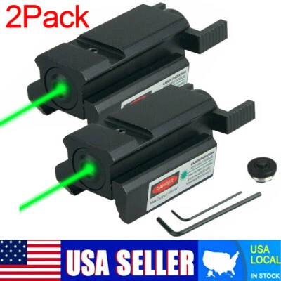 2X Mini mira láser de punto verde para rifle de riel Picatinny de 20 mm pistola de bajo perfil Foto 1 de 4