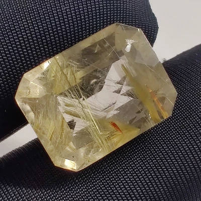 Natural Golden Rutile Quartz Cut Emerald Rutilated Gemstone for Jewelry 12.2 Cts - Image 1 of 4