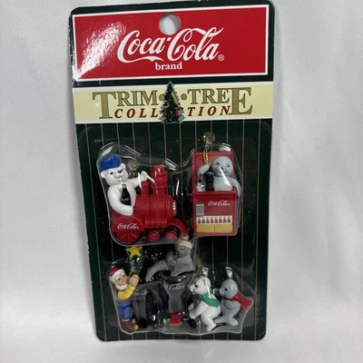 NIB 1999 Coca-Cola Trim A Tree Collection Mini Ornaments Polar Bear Seal Santa - Image 1 of 2