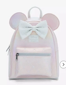 Mini zaino Disney Loungefly Minnie Mouse rosa perla irridescente nuovo con etichette - Foto 1 di 4