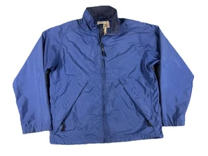 Vtg LL Bean Rain Windbreaker Jacket Mens Medium Navy Blue Nylon Repel Full Zip - Picture 1 of 10
