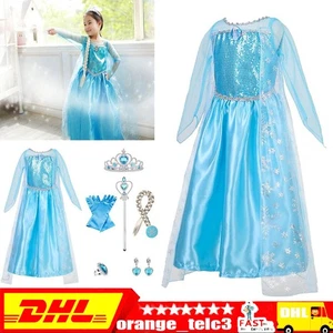 Frozen Kleid Die Eiskönigin Prinzessin ELSA Kleid Kostüm Karneval Cosplay Party - Bild 1 von 24