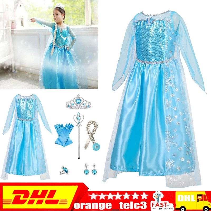 MARKENLOS Frozen Kleid Die Eiskönigin Prinzessin ELSA Kleid Kostüm Karneval Cosplay Party
