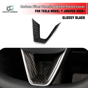 Borde de panel de volante de fibra de carbono real 1 pieza para Tesla Modelo Y Juniper 2025+ - Imagen 1 de 9