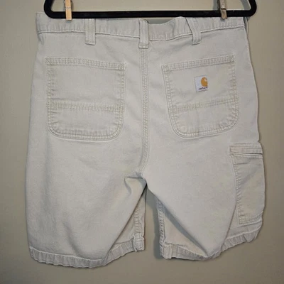 Pantalones Cortos de Trabajo Carhartt Para Hombre Resistentes Flexibles Calce Relajado Lona Beige Talla 34 Cintura Foto 1 de 4