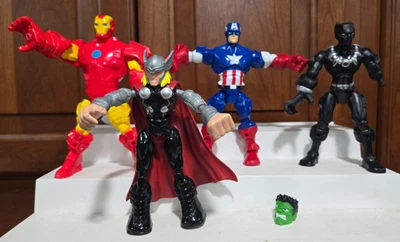 Lote Marvel Super Hero Mashers - Homem de Ferro, Pantera Negra, Capitão, América, Thor - Imagem 1 de 4