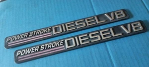 Ford F-250 POWERSTROKE DIESEL V8 Emblems 1999-2004 Chrome & Red  OEM Used Set - Picture 1 of 4